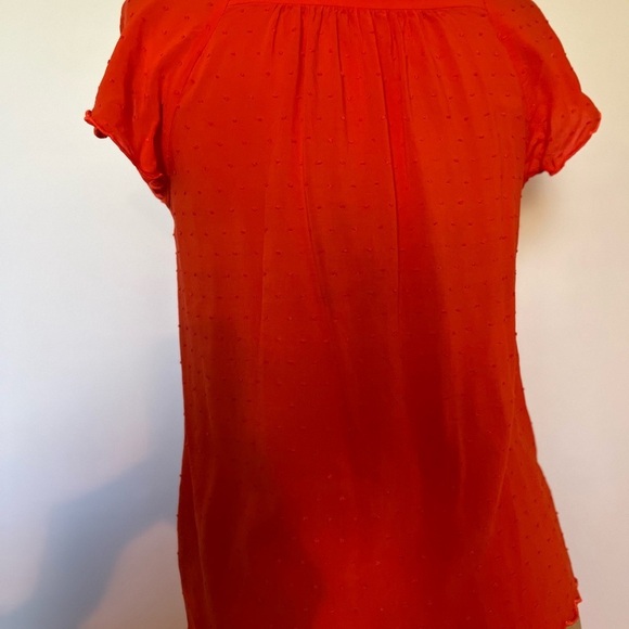 Anthropologie Maeve orange blouse with button sleeves and little dot design - Picture 5 of 8